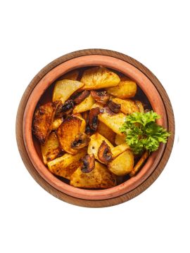 Картофель жареный с грибами с копченым салом 300 гр.
